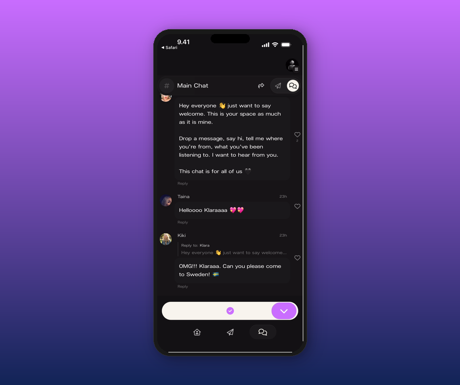 Chat feed before joining