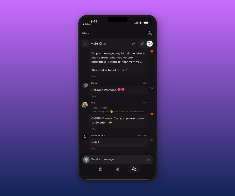 Chat feed after joining