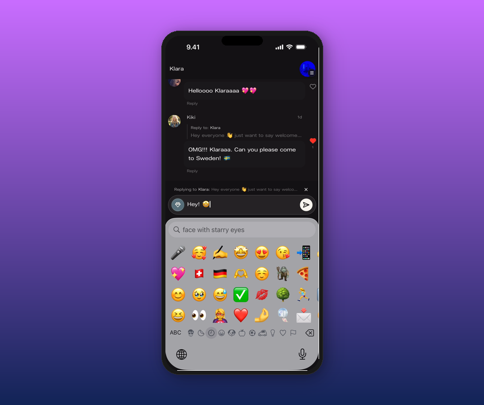 Reply composer with emoji picker